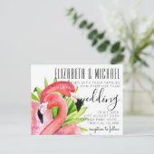 Budget Tropical Flamingos Wedding Invitations (Standing Front)