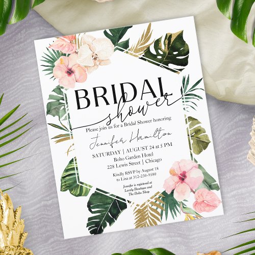 Budget Tropical Floral Bridal Shower Invitation