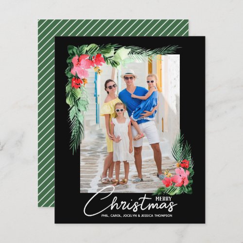 Budget Tropical Floral Christmas Photo Card