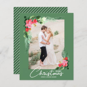 Budget Tropical Floral Christmas Photo Card