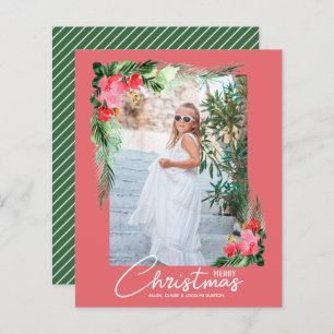Budget Tropical Floral Christmas Photo Card
