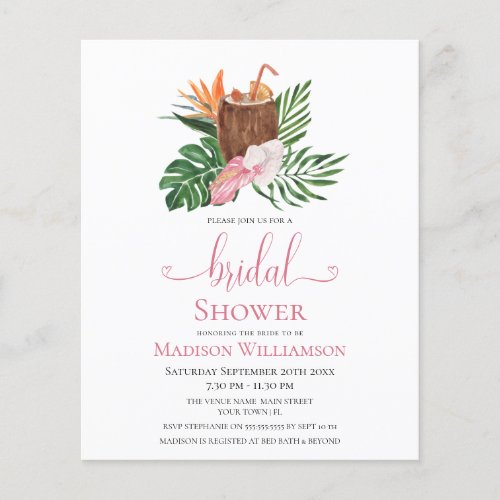 Budget Tropical Floral  Cocktail Bridal Shower