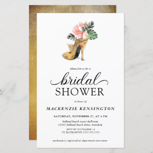 Budget Tropical Floral Gold Heels Bridal Shower