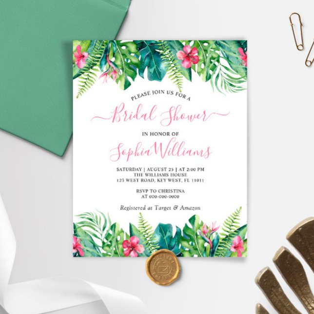 Budget Tropical Flowers Bridal Shower Invitation (Creator Uploaded)