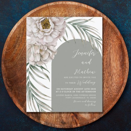 Budget Tropical  Foliage  Arch Wedding Invitation