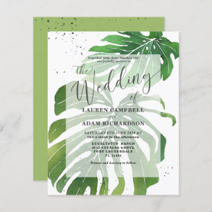 Budget Tropical Foliage Green Wedding Invitation