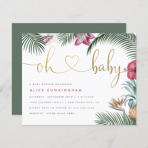 Budget Tropical Foliage Oh Baby Gold Baby Shower