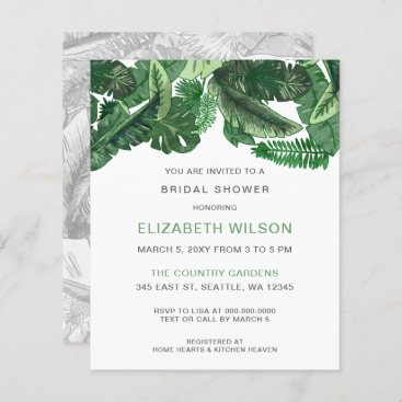 Budget Tropical Greenery Bridal Shower Invitation