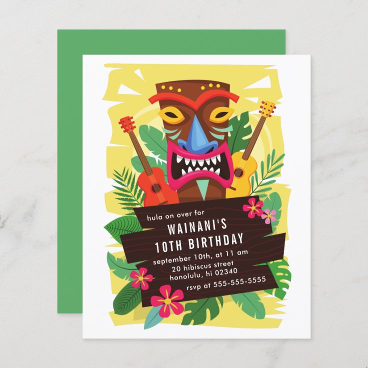 Budget Tropical Hawaii Ukulele Tiki Luau Birthday Zazzle