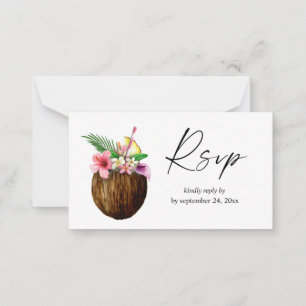 Budget Tropical Hawaiian Coconut 2SM Meal RSVP Note Card