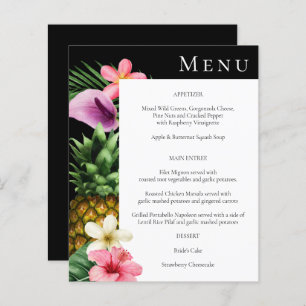Budget Tropical Hawaiian Floral Menu- Black