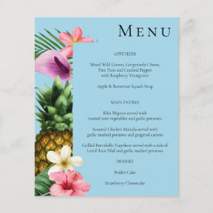 Budget Tropical Hawaiian Floral Menu- Blue Flyer