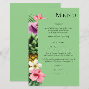 Budget Tropical Hawaiian Floral Menu- Green MED