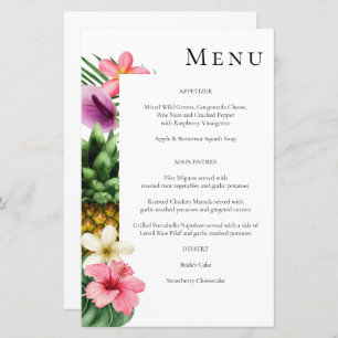 Budget Tropical Hawaiian Floral Menu- White MED