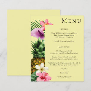 Budget Tropical Hawaiian Floral Menu- Yellow