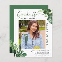 Budget Tropical Leaf Photo Graduation Announcement