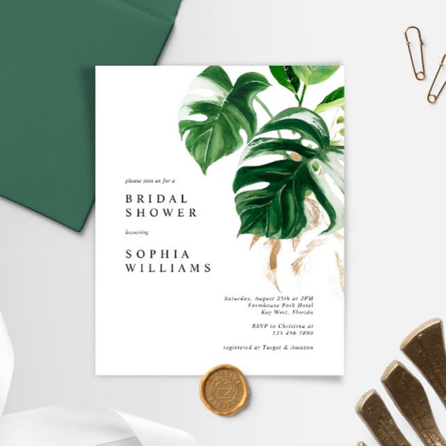 BUDGET Tropical Leaves Bridal Shower Invitation (Creator Uploaded)