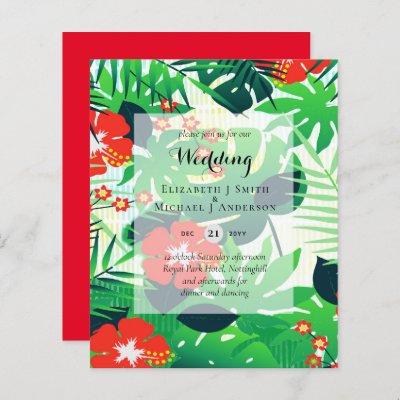 BUDGET Tropical Leaves Destination Wedding Invites