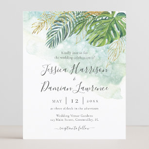 Budget Tropical Leaves Green Gold Foliage Wedding