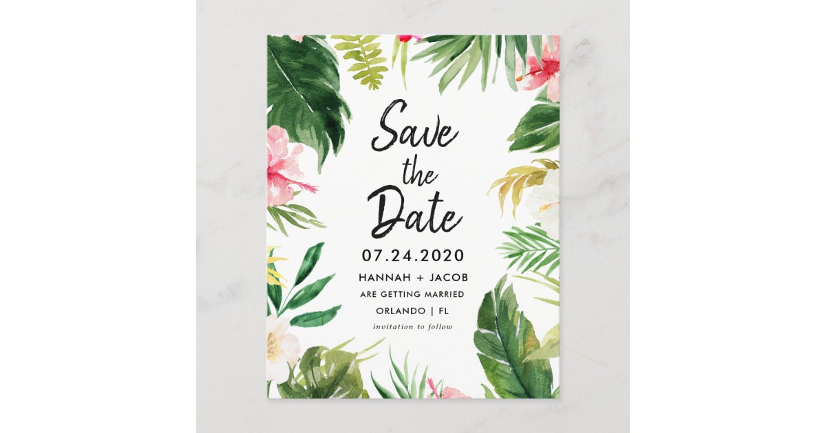 Budget Tropical Leaves Luau Save the Dates | Zazzle