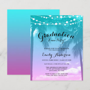 Budget Tropical Luau Teal Pink Graduation Party