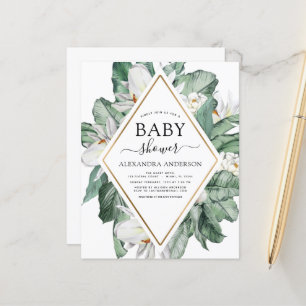 Budget Tropical Magnolia Baby Shower Invitation