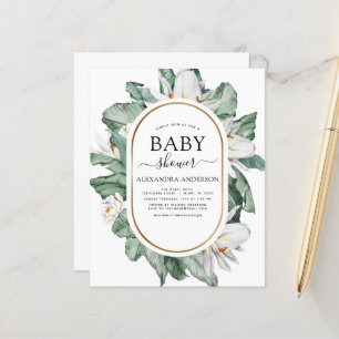 Budget Tropical Magnolia Baby Shower Invitation