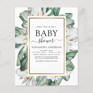 Budget Tropical Magnolia Baby Shower Invitation