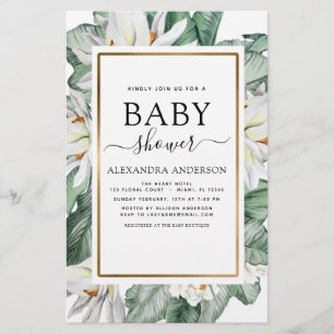 Budget Tropical Magnolia Baby Shower Invitation