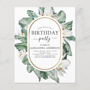 Budget Tropical Magnolia Birthday Invitation