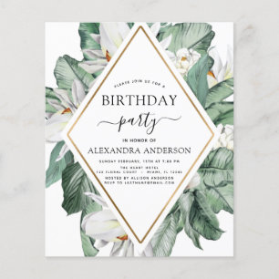 Budget Tropical Magnolia Birthday Invitation
