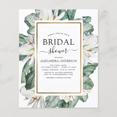 Budget Tropical Magnolia Bridal Shower Invitation