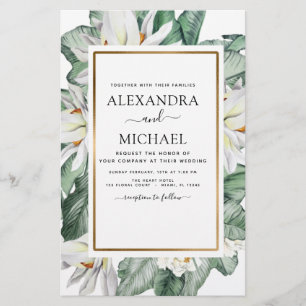 Budget Tropical Magnolia Floral Wedding Invitation