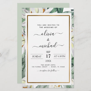 Budget Tropical Magnolia Floral Wedding Invitation