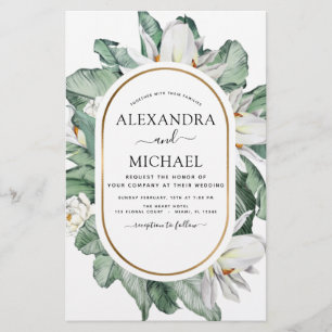 Budget Tropical Magnolia Floral Wedding Invitation