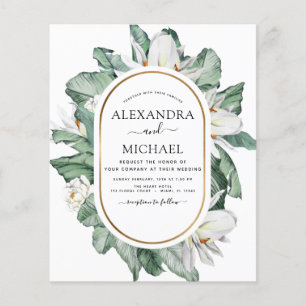 Budget Tropical Magnolia Floral Wedding Invitation Flyer