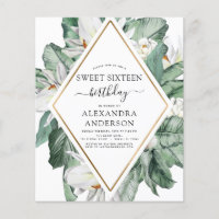 Budget Tropical Magnolia Sweet 16 Invitation