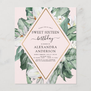 Budget Tropical Magnolia Sweet 16 Invitation Flyer