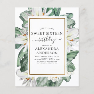 Budget Tropical Magnolia Sweet 16 Invitation Flyer