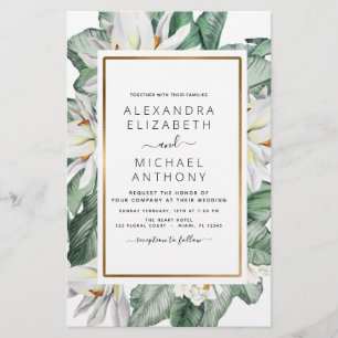 Budget Tropical Magnolia Wedding Invitations