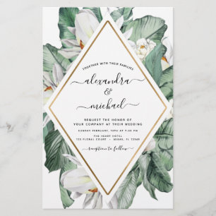 Budget Tropical Magnolia Wedding Invitations