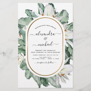 Budget Tropical Magnolia Wedding Invitations
