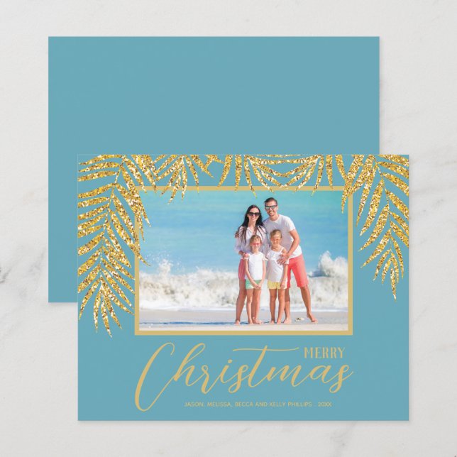 Budget Tropical Merry Christmas Photo Holiday Card (Front/Back)