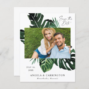 Budget Tropical Palm Leaf Photo Save the Date