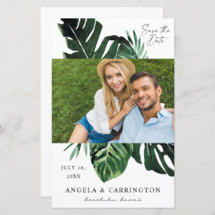 Budget Tropical Palm Leaf Photo Save the Date- MED