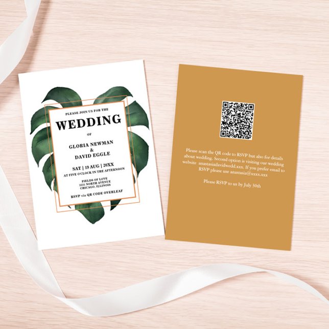Budget Tropical Palm Leaf  QR Code Wedding  (Creator Uploaded)