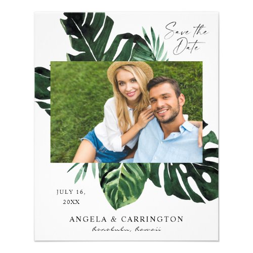 Budget Tropical Palm Leaf Save the Date Photo Flyer