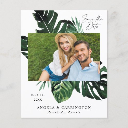 Budget Tropical Palm Leaf Save the Date Photo Flyer