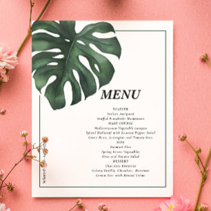 Budget Tropical Palm Leaf wedding Menu Flyer