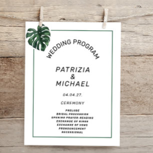 Budget Tropical Palm Leaf Wedding program
